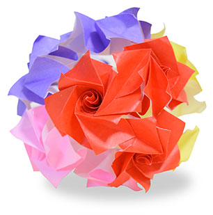 kusudama æŠ˜ã‚Šç´™ã€‘èŠ±ã®æŠ˜ã‚Šæ–¹ãƒ»ä½œã‚Šæ–¹ï¼ˆç´«é™½èŠ±ãƒ»ã‚¢ãƒ¤ãƒ¡  origami ãªã©  rose