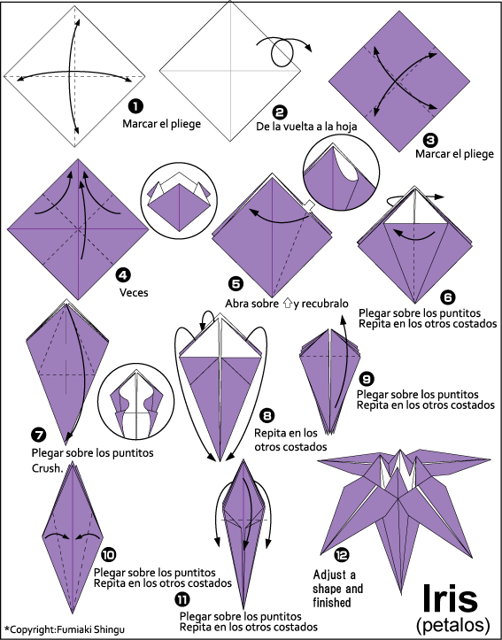 Оригами из бумаги простые схемы цветов kusudama iris1 Origami flowers tutorial, Easy origami flower, Origami easy