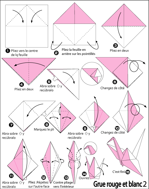 Origami Red and White Crane2