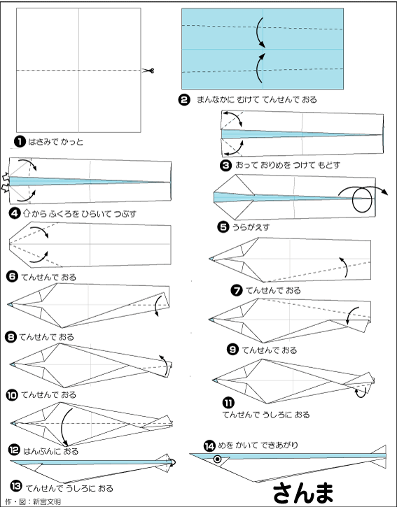 折り図 さんま の折り図 おりがみくらぶ