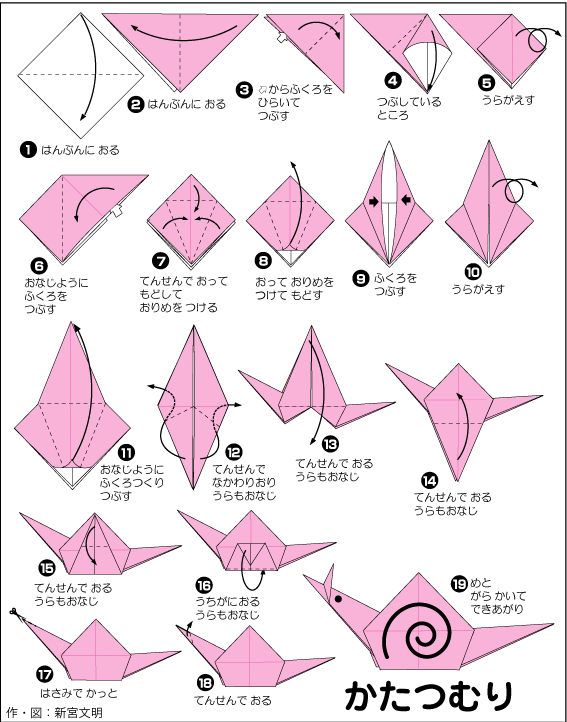 折り図 かたつむり の折り図 おりがみくらぶ