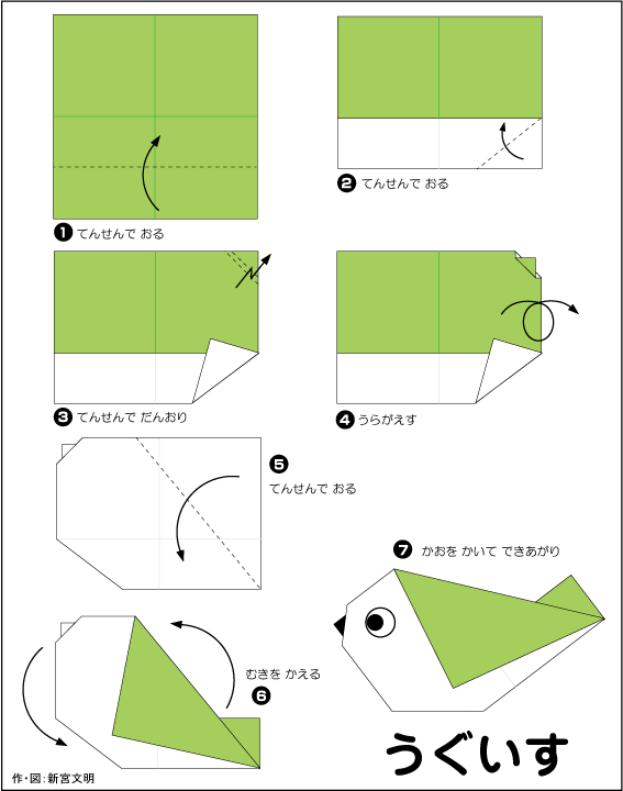 簡単な折り紙 うぐいす の折り図 おりがみくらぶ