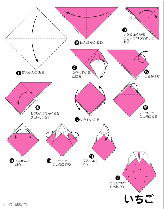 折り図・いちご の折り図｜おりがみくらぶ