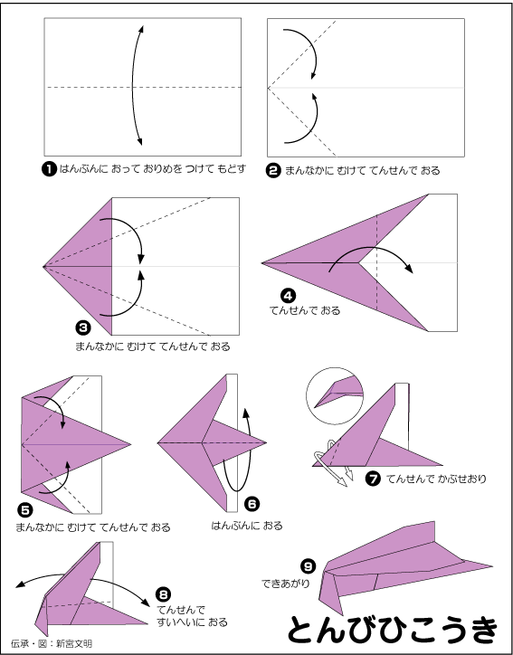 折り図 とんびひこうき の折り図 おりがみくらぶ